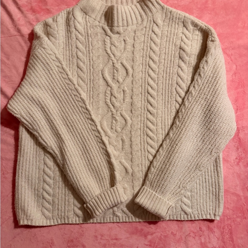 Old Navy Cream Cable Knit Turtleneck Sweater